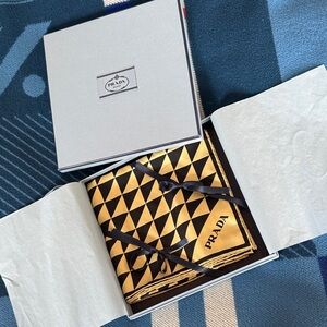 Prada Black and Gold Geometric Pocket Square